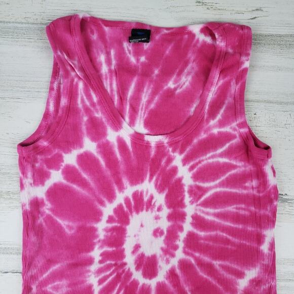NWOT Point Sportswear Ribbed Tie Dye Pink Fuchsia Spiral Tank Top Size Medium - Picture 5 of 8